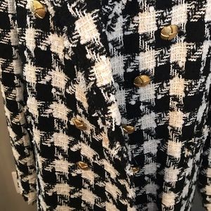 New Zara Blazer Coat Tweed Gold Buttons